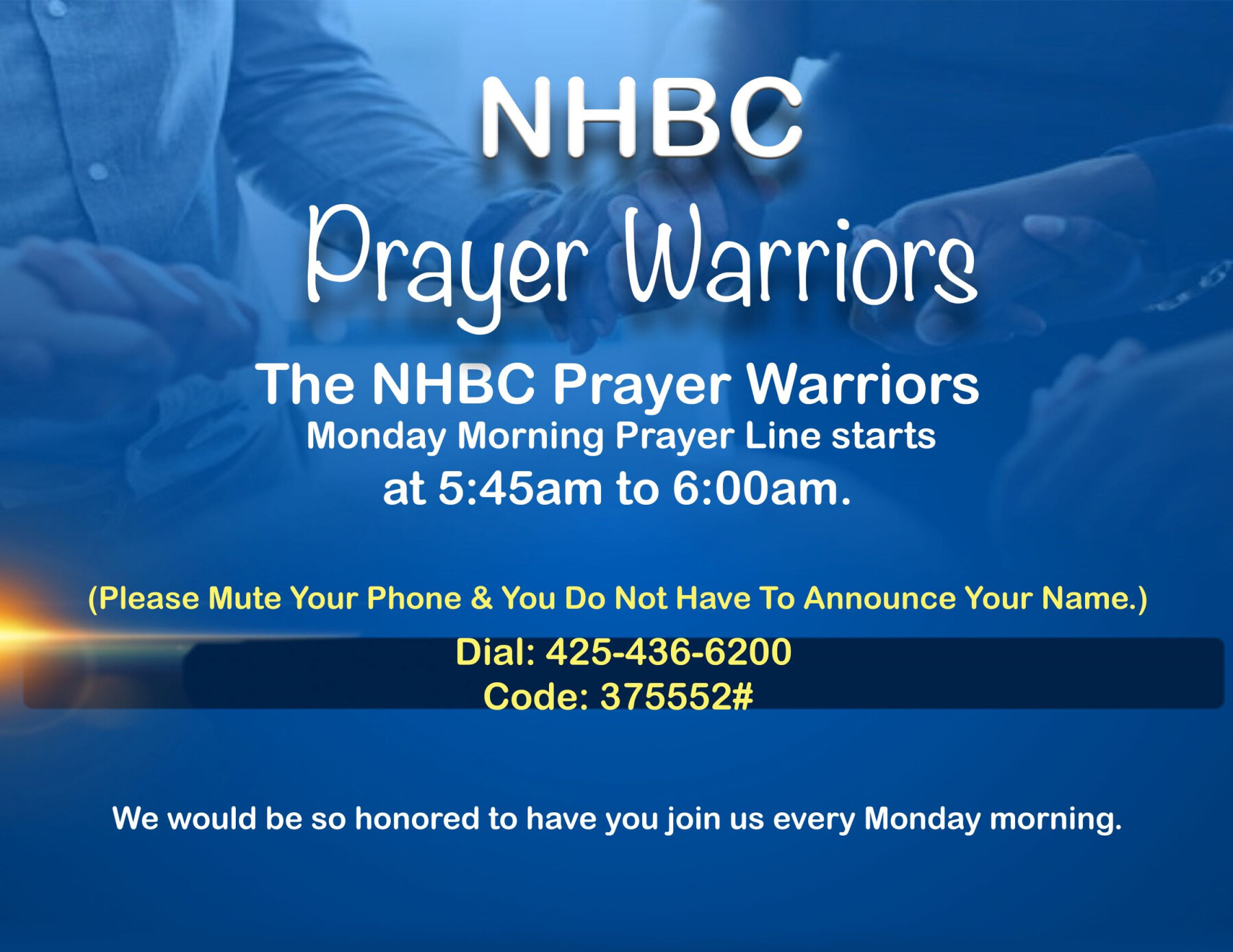 Prayer Warriors Monday Morning Prayer Call New Home Baptist Church